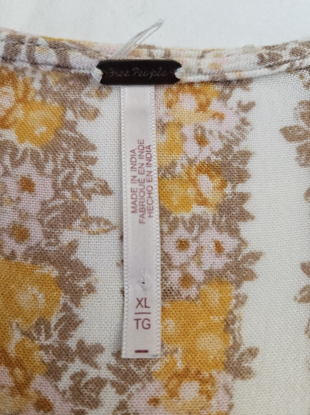 Free People Cream Floral Tunic with Mustard and Brown Accents - Picture 4 of 12